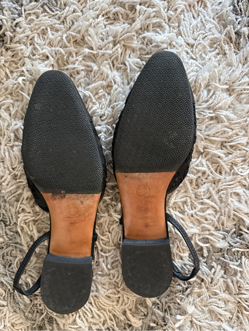 CHANEL Black Slingback Flats size 39.5 - Picture 3 of 4